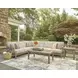 Clare View Beige Performance Fabric 4 Piece Outdoor Modular Sectional with Pillows