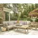 Clare View Beige Performance Fabric 3 Piece Outdoor Modular Sectional with Pillows