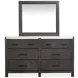 Plum Creek Ravenwood Black and White 6 Drawer Marble Top Dresser with Rectangular Mirror