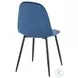 Pebble Blue Velvet And Black Steel Chair Set of 2