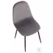 Pebble Grey Velvet And Black Steel Chair Set of 2