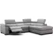 Perla Light Gray Premium Leather Power Reclining RAF Sectional