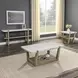 Perth White Rectangular Marble Ocassional Table with Casters