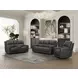 Pierce Homerun Dark Gray Leather Zero Gravity Power Reclining Living Room Set with Power Headrests and Lumbar