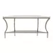 Oakmere White and Aged Pewter Demilune Quartz Top Console Table