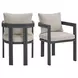 Fresca Dark Gray and Beige Outdoor Upholstered Dining Chair Set of 2