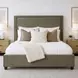 Kimberly Mystical Moss and Dark Brown King Upholstered Panel Bed