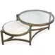 Cassidy Aged Brass and Volakas Round Glass Top Cocktail Table