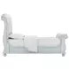 Summer Creek Blue and White Upholstered King Sleigh Bed
