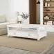 Point Breeze Fresh White and Soft Gray Glaze Rectangular Occasional Table Set with Casters