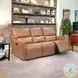 Portland Desert Leather Lay Flat Power Reclining Living Room Set with Power Headrest and USB Charging