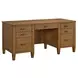 Beth Brown Oak Double Pedestal Desk with USB Charging