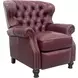 Presidential Shoreham Wine Leather Push Thru The Arms Recliner with Nailhead Trim