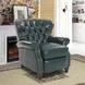 Presidential Highland Emerald Leather Push Thru The Arms Recliner with Nailhead Trim