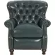 Presidential Highland Emerald Leather Push Thru The Arms Recliner with Nailhead Trim