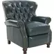 Presidential Highland Emerald Leather Push Thru The Arms Recliner with Nailhead Trim