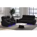 Ascend Black Leather Power Reclining Living Room Set with USB Charging and LED