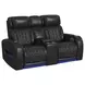 Ascend Black Leather Power Reclining Living Room Set with USB Charging and LED