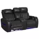 Ascend Black Leather Power Reclining Living Room Set with USB Charging and LED
