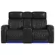 Ascend Black Leather Power Reclining Living Room Set with USB Charging and LED