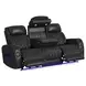 Ascend Black Leather Power Reclining Living Room Set with USB Charging and LED