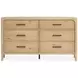 Somerset Butternut 6 Drawer Dresser with Rectangular Mirror