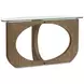 Lainey Almond Demilune Glass Top Sofa Table