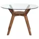Oscar Walnut and Teal 42" Round Glass Top Dining Set with 4 Cushion Chairs
