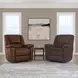 Plush Tavern Brown Leather Power Gliding Recliner with Power Lumbar and USB Charging