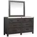 Plum Creek Ravenwood Black and White 6 Drawer Marble Top Dresser with Rectangular Mirror