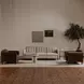 River Botticino and Black Square Marble Top Side Table