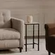 River Botticino and Black Square Marble Top Side Table