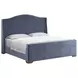 Boulevard Blue and Brown King Upholstered Panel Bed