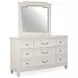 Willowbrook Egg Shell White 9 Drawer Dresser with Rectangular Mirror