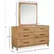 Brookstone Rustic Caramel 6 Drawer Dresser with Square Mirror