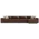 Nest Brown Leather 3 Piece Modular Sectional with RAF Chaise and Pillows