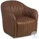 Elias Fergus Toffee Leather Channel Back Swivel Chair
