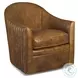 Callie Thunder Chestnut Leather Swivel Club Chair