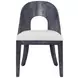 White Linen Performance Fabric Dining Chair With Matte Navy Blue Frame