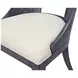 White Linen Performance Fabric Dining Chair With Matte Navy Blue Frame