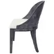 White Linen Performance Fabric Dining Chair With Matte Navy Blue Frame