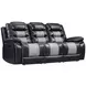 Nikko Black 84" Reclining Sofa with Nailhead Trim