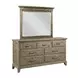 Heritage Timber Sandstone 7 Drawer Farmstead Dresser with Rectangular Mirror