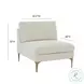 Serena Cream Velvet Accent Chair with Brass Legs