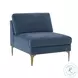 Serena Blue Velvet Accent Chair with Brass Legs