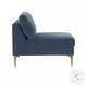Serena Blue Velvet Accent Chair with Brass Legs