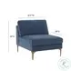 Serena Blue Velvet Accent Chair with Brass Legs