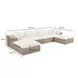 Cali Natural Performance Fabric & Natural Wicker Modular Outdoor U-Chaise Sectional