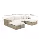 Cali Natural Performance Fabric & Natural Wicker Modular Outdoor Small U-Chaise Sectional