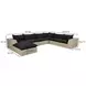 Cali Black Fabric & Natural Wicker Modular Outdoor Large Chaise Sectional